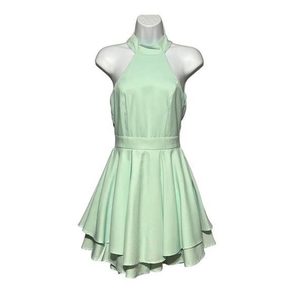 Lulus Bring on the Sunshine Halter Dress Romantic Coquette Rehearsal Mini - Picture 2 of 9